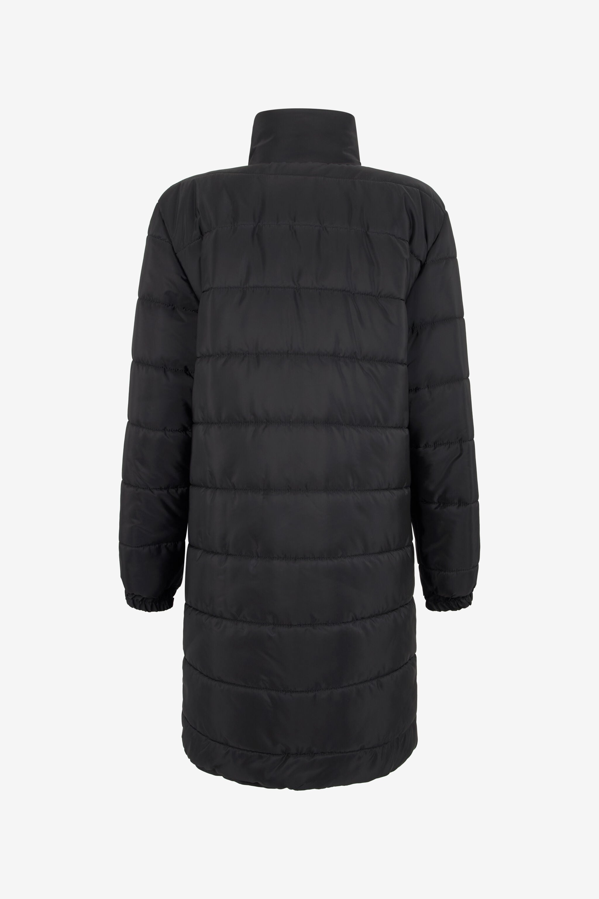 RC Schwarze Lange Pufferjacke Mit Hohem Kragen RC Schwarze Lange Pufferjacke Mit Hohem Kragen BLACK TOT40B-FT014