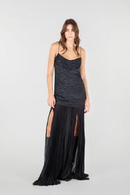 RC Long Snakeskin-Effect Dress Black UKT118-SZN57