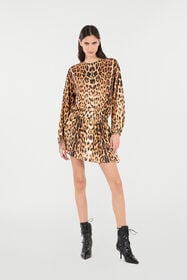 RC Short Dress With Jaguar Skin Print Brown VKT131-LXP73