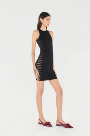 RC Kleid Mit Perforiertem Motiv Zebra Schwarz UKT166-MA001