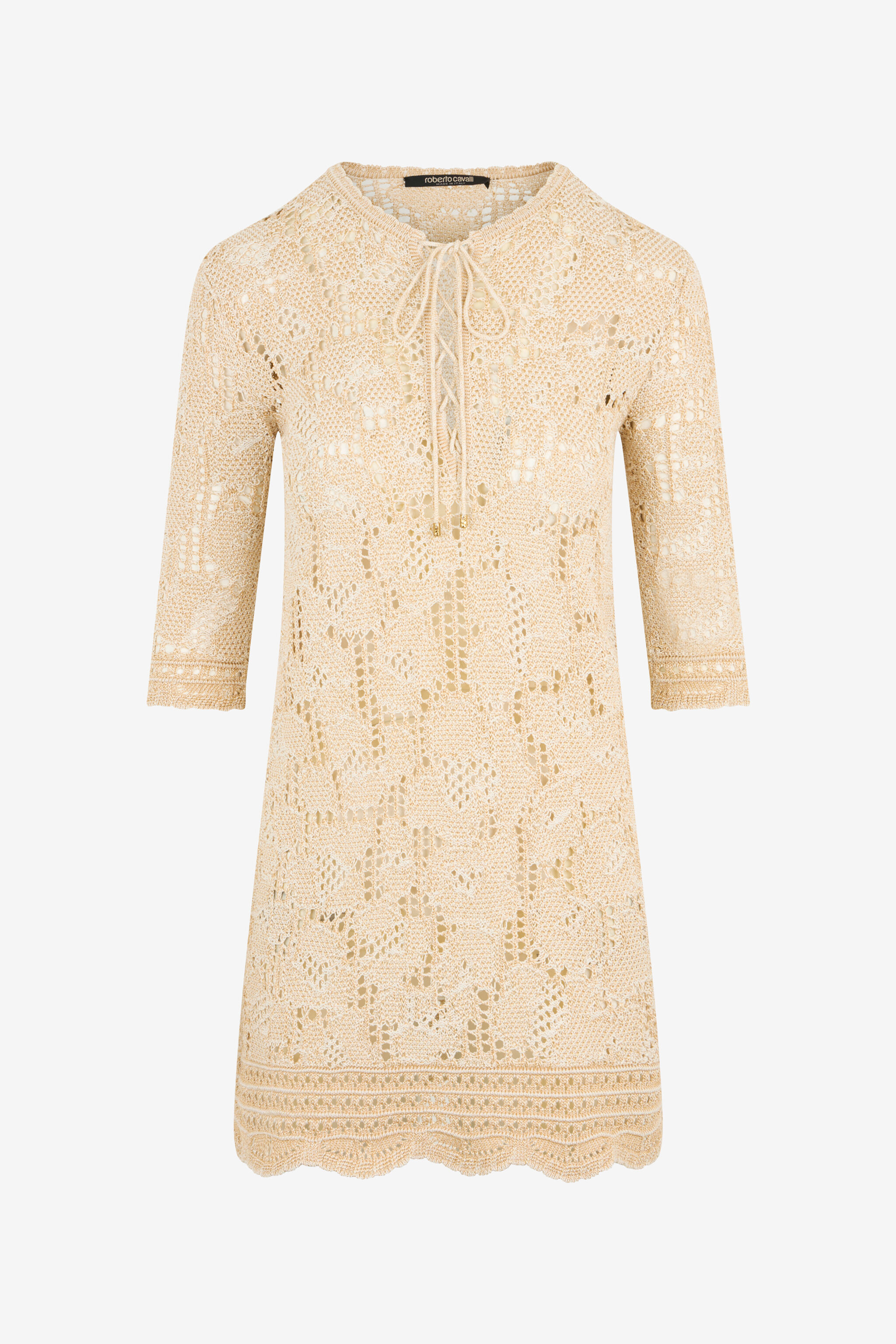 RC Cotton Dress in Jaguar Crochet Knit RC Cotton Dress in Jaguar Crochet Knit WHITE GOLD XQM102-MG023