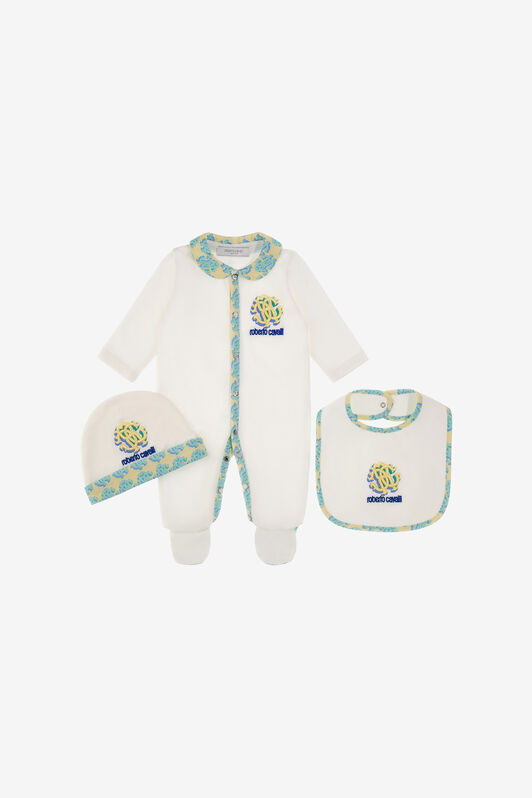 JU RC Monogram embroidery babygrow set JU RC Monogram embroidery babygrow set Weiß SJT844-JD001