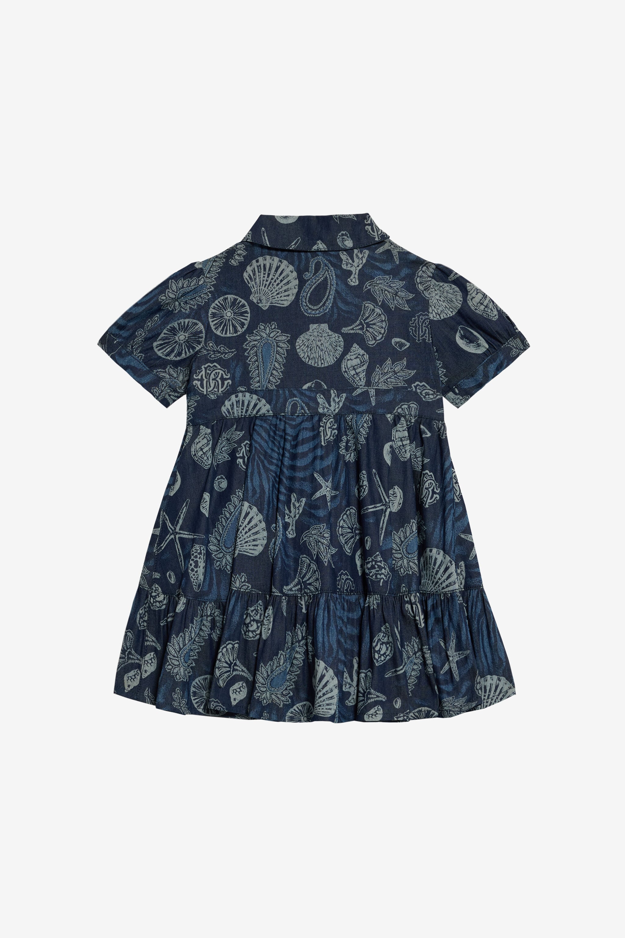 JU Vestido De Algodón Estampado Marino Y Volante Azul oscuro UJJ100-DYO39
