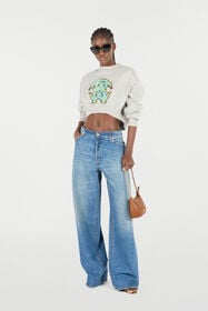 RC Cropped Sweatshirt With Mirror Snake Monogram Gray VKT68A-CF007