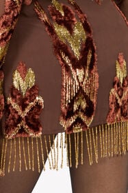RC Mini Skirt With Fil Coupé Details and Fringes CHOCOLATE XQR305-FC004