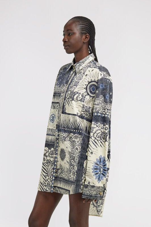 RC Bandana Print Dress Shirt RC Bandana Print Dress Shirt Blue TKT129-DKN05