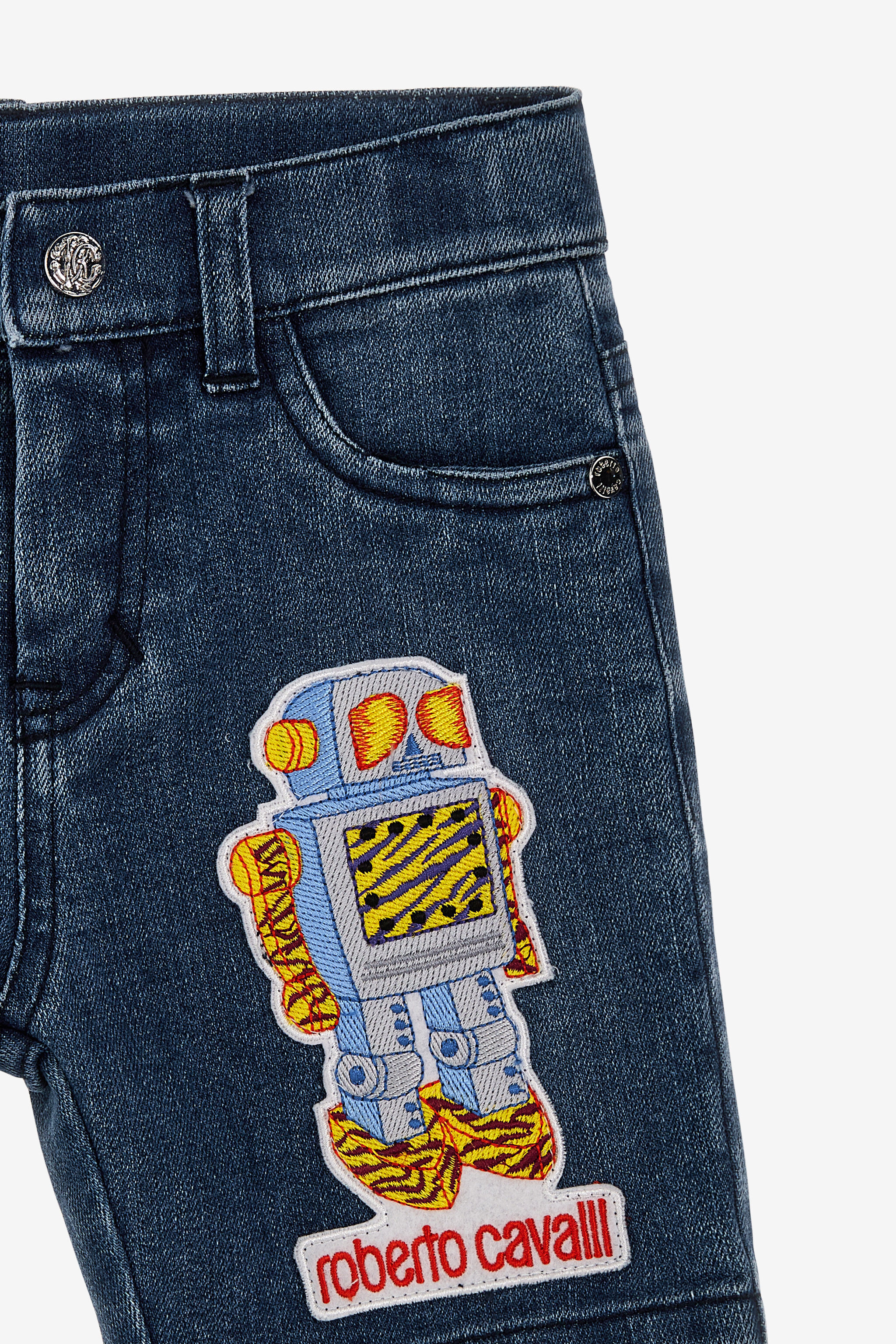 JU Denim Shorts With Robot And Logo JU Denim Shorts With Robot And Logo Medium Blue SJJ203-DS015
