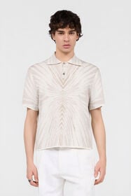 RC Knitted Polo With Ray Motif NATURAL WHITE XRM641-MG001
