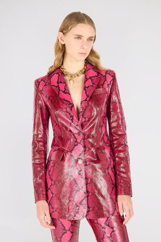 RC Veste À Imprimé Python Effet Brillant Fuchsia UKP400-PN053