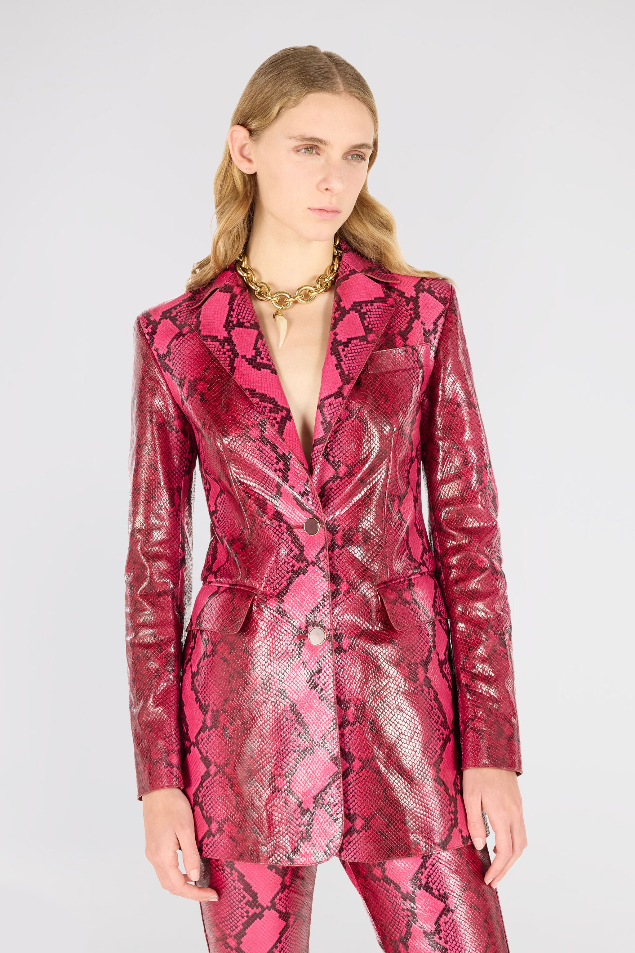 RC Veste À Imprimé Python Effet Brillant Fuchsia UKP400-PN053