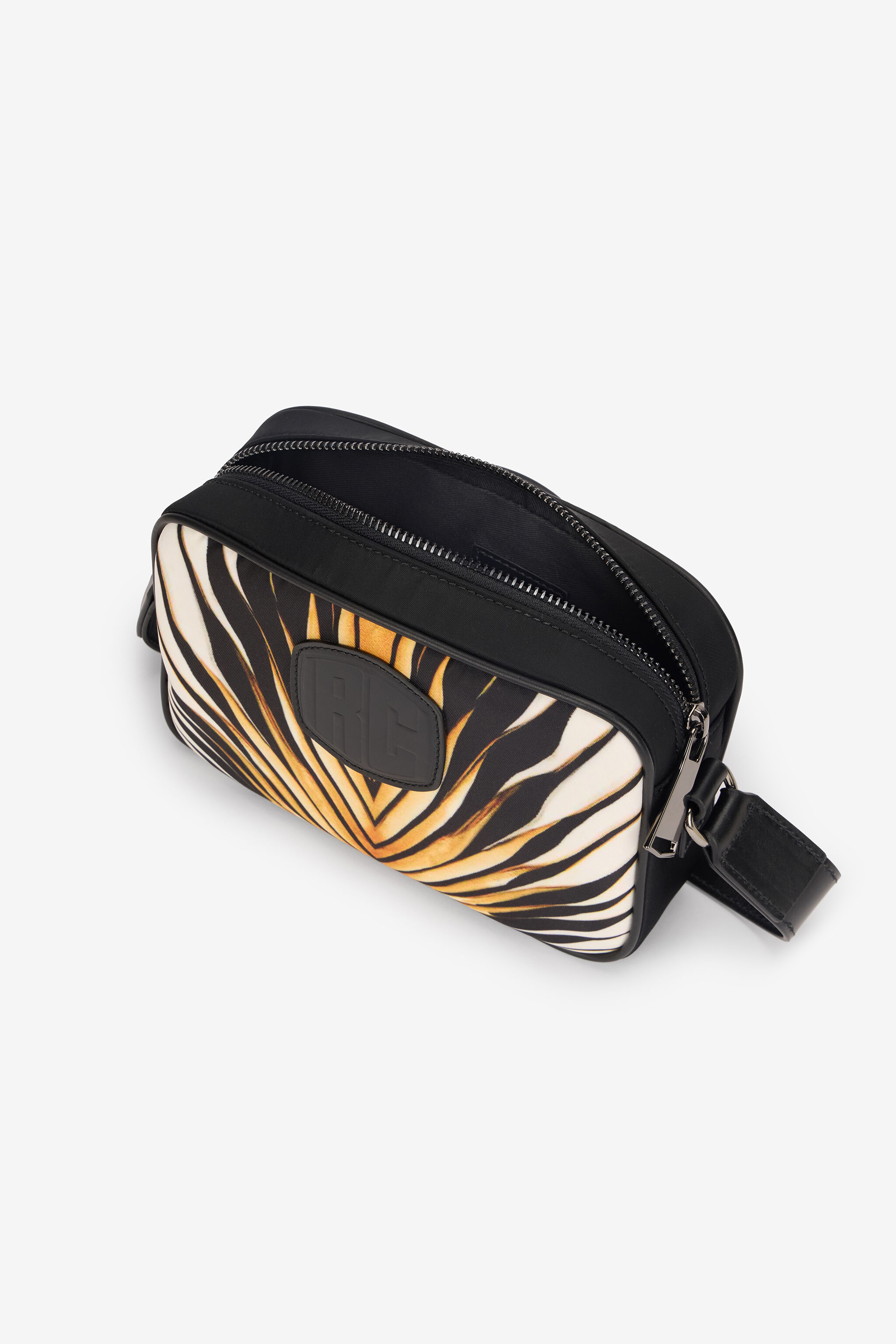 Camera Bag With Ray Of Gold Print in Gold for Men | Roberto Cavalli®