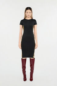 RC Black Midi Dress With Leopard Print Panels BLACK/JAGUAR QOT10B-S5001