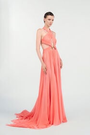 RC Long Silk Dress SALMON PINK WQT129-CQ002