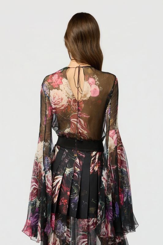 RC Camicia In Seta Stampa Fiammingo Flowers RC Camicia In Seta Stampa Fiammingo Flowers BLACK/PINK XWT706-CKT77