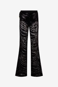 JC Pantalones Acampanados Con Motivo Zebra Y Lentejuelas Negro UFT083-UF122