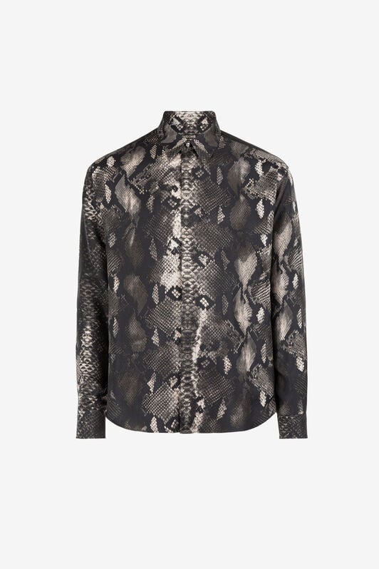 RC Rock Python-Print Silk Shirt SMOKE PRT730-4QE38