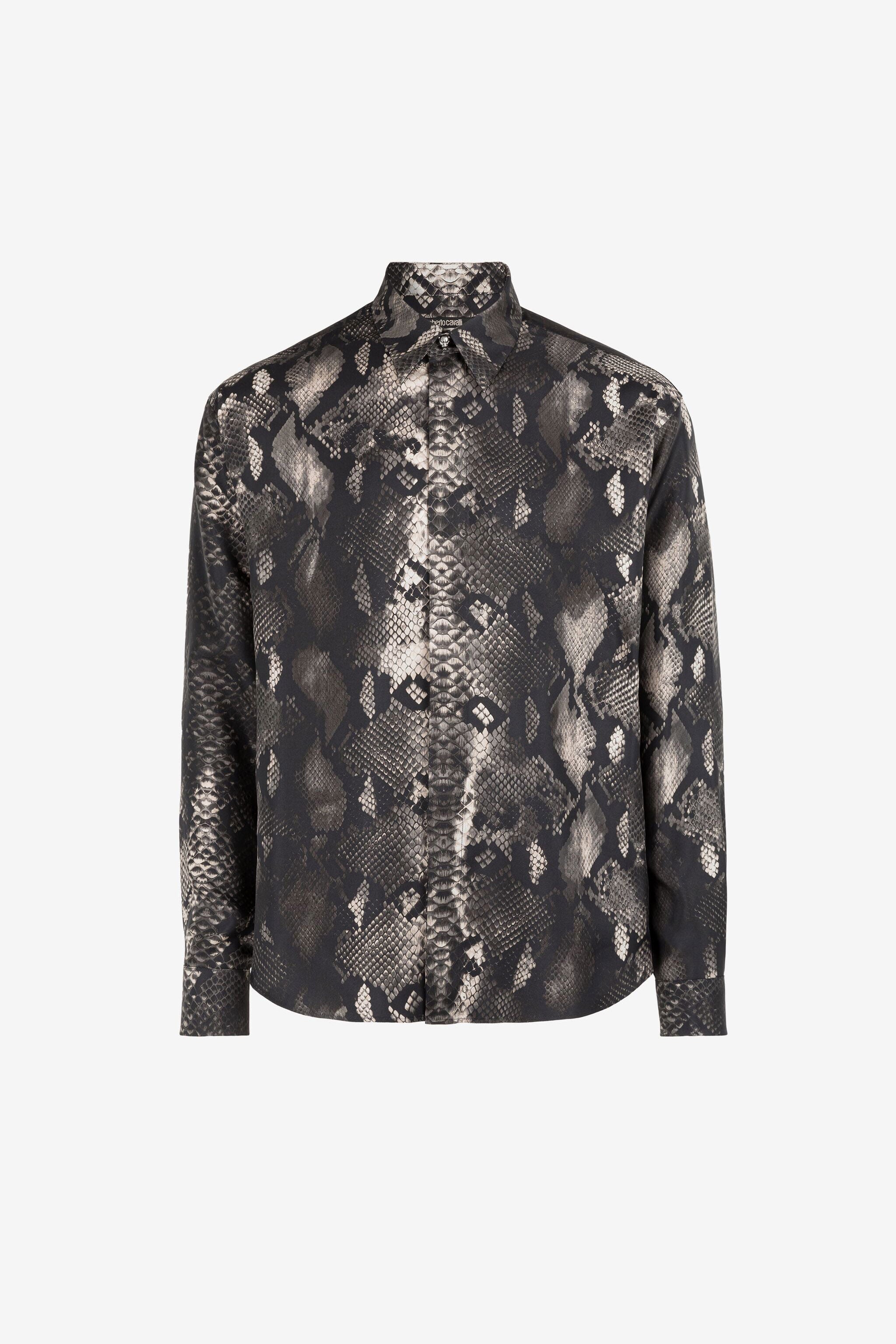 RC Rock Python-Print Silk Shirt SMOKE PRT730-4QE38