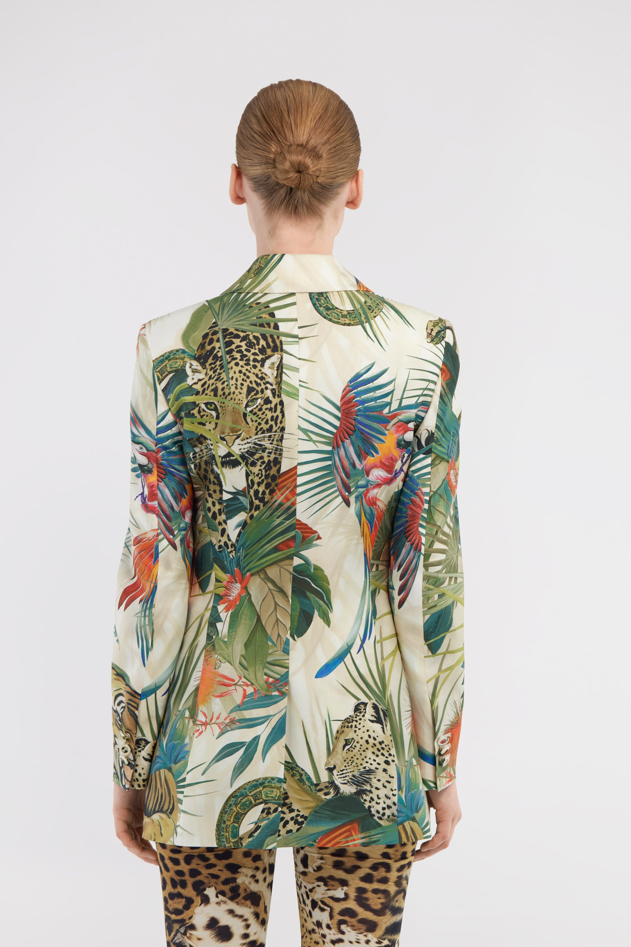 RC Jungle Print Silk Blazer RC Jungle Print Silk Blazer Green SKT405-4QI88