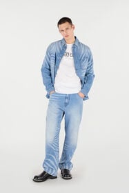 RC Denim Shirt With Tiger Skin Print Light blue URJ775-VMN73