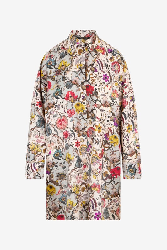 RC Abito a Camicia in Seta con Stampa Florentine Flowers BEIGE WQT160-OZR29