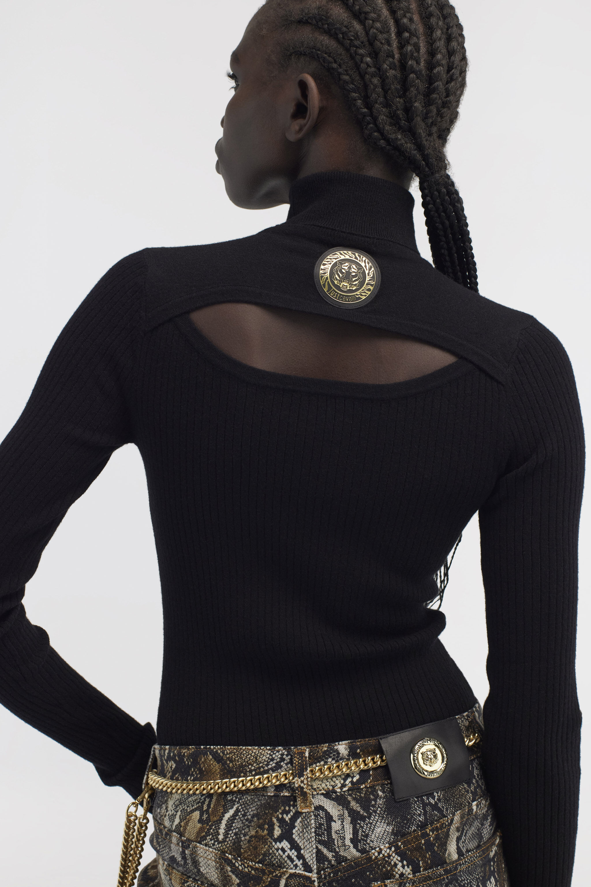 JC Just Cavalli Turtleneck Pullover Schwarz RKM657-RK351