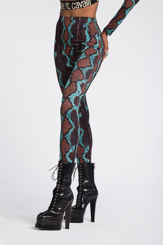 RC Snake-Print Leggings Dark brown/Light blue RKT25A-LNH22