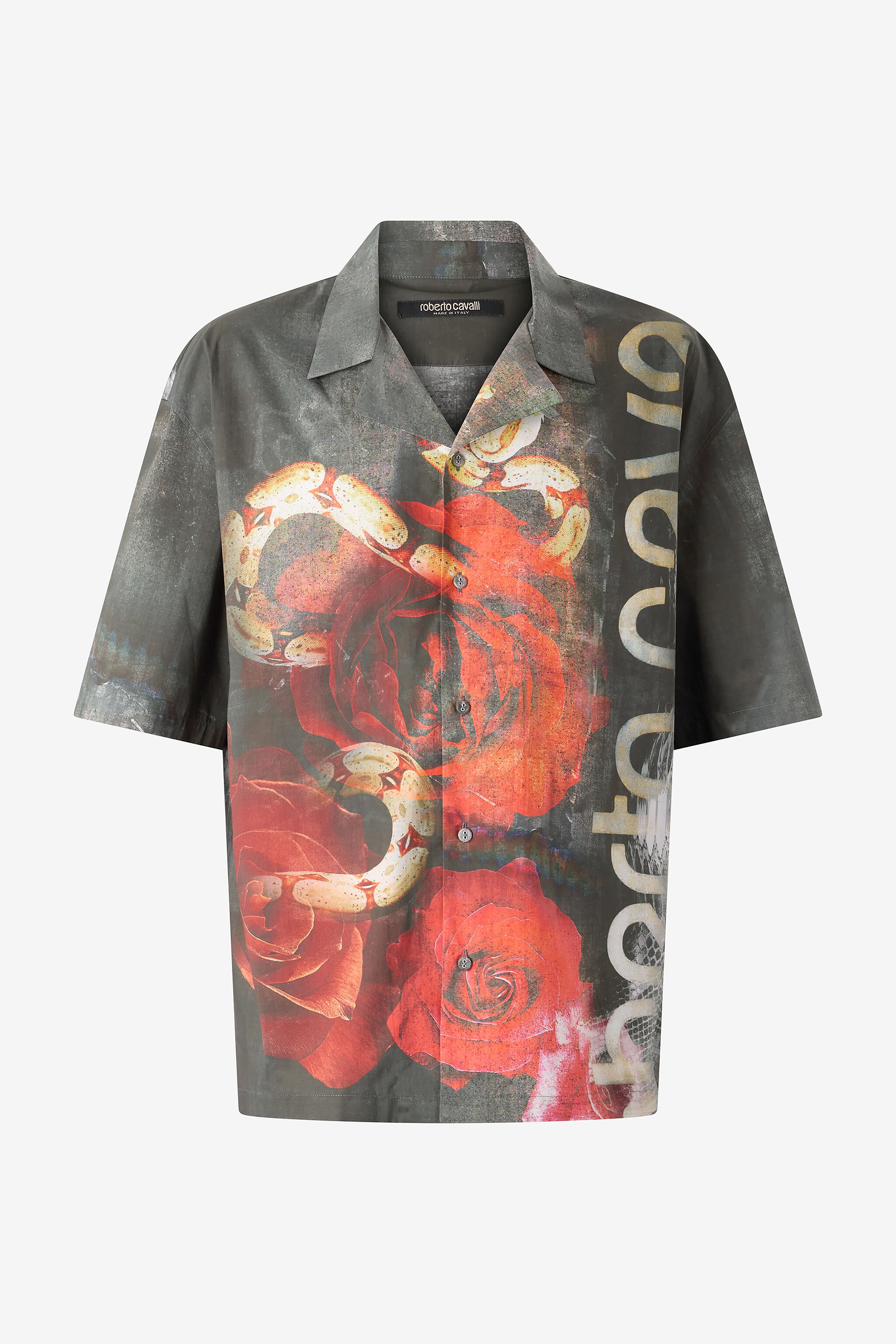 RC Cotton Shirt With Roses And Snakes Print Red URT761-7MN69