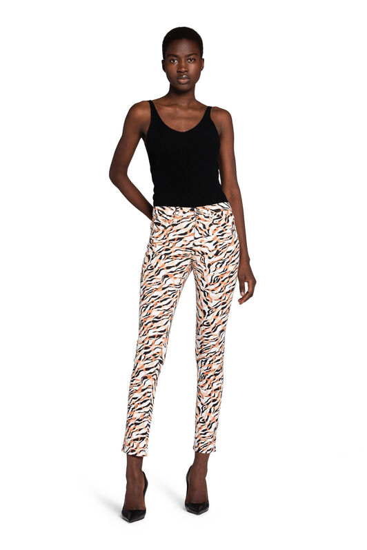 RC Abstract Zebra-Print Slim-Leg Jeans White IWJ232-DAR37