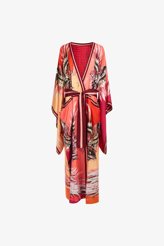 RC Printed Silk Robe Fuchsia SWT500-4QM16