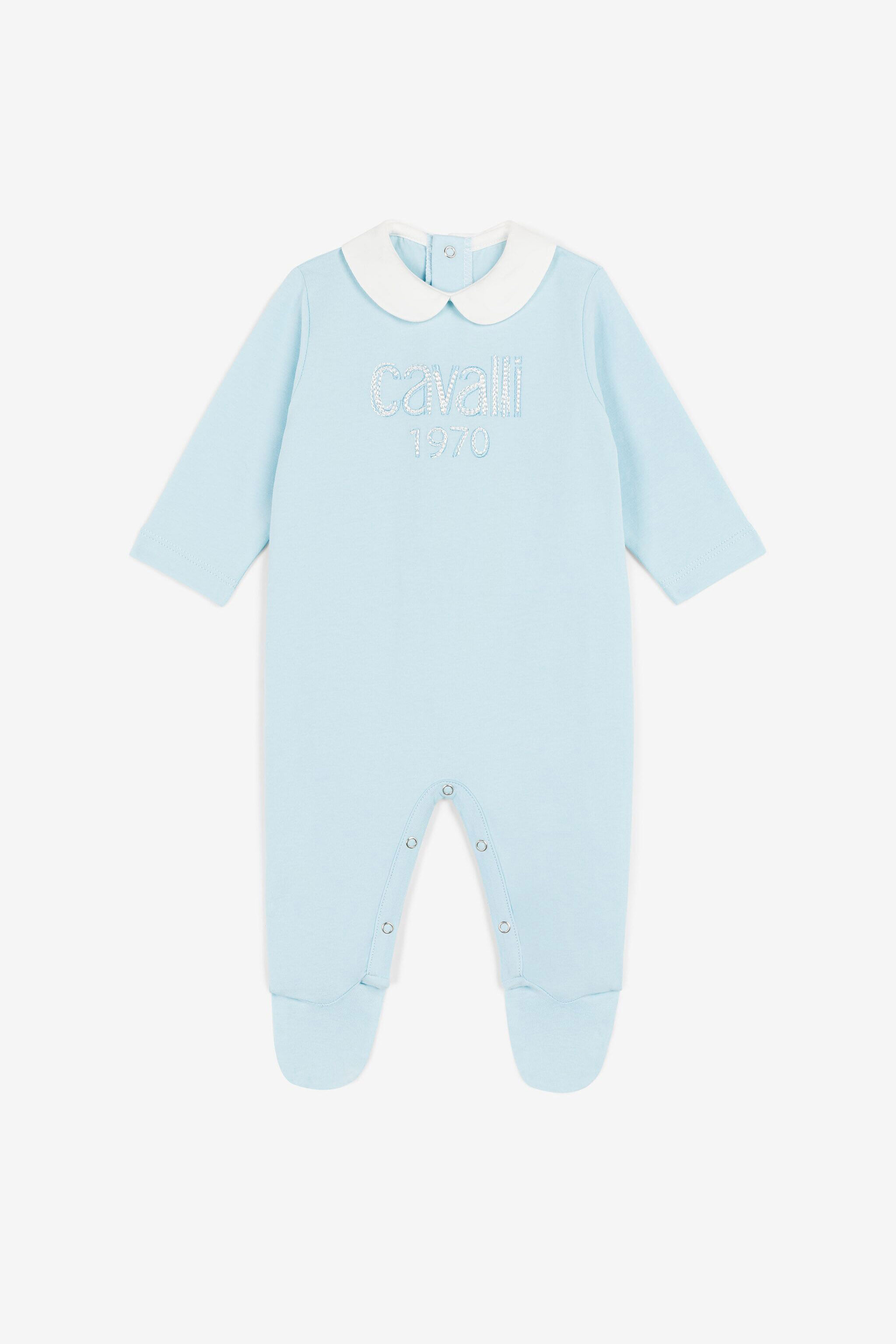 JU Logo-Embroidered Babygrow Light blue OJT833-ISA2J