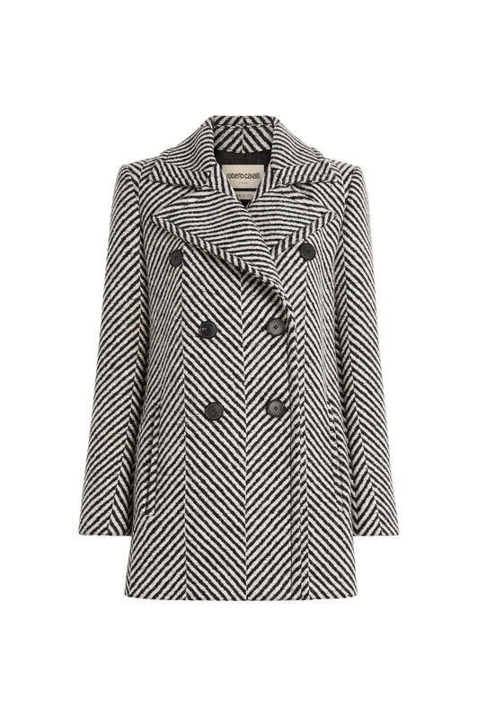 RC Chevron double-breasted coat Black/White MQT507-GA006
