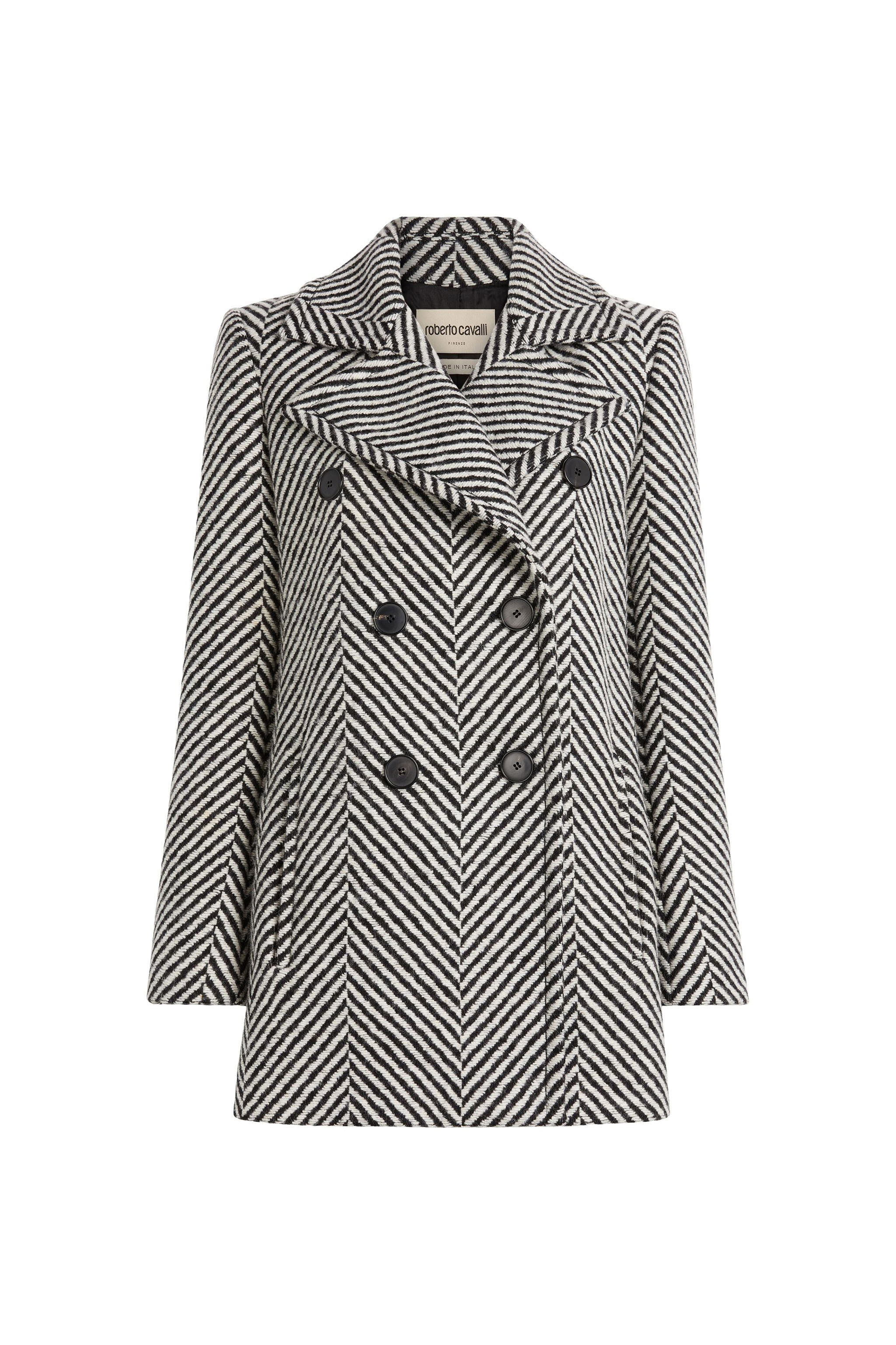 RC Chevron double-breasted coat Black/White MQT507-GA006