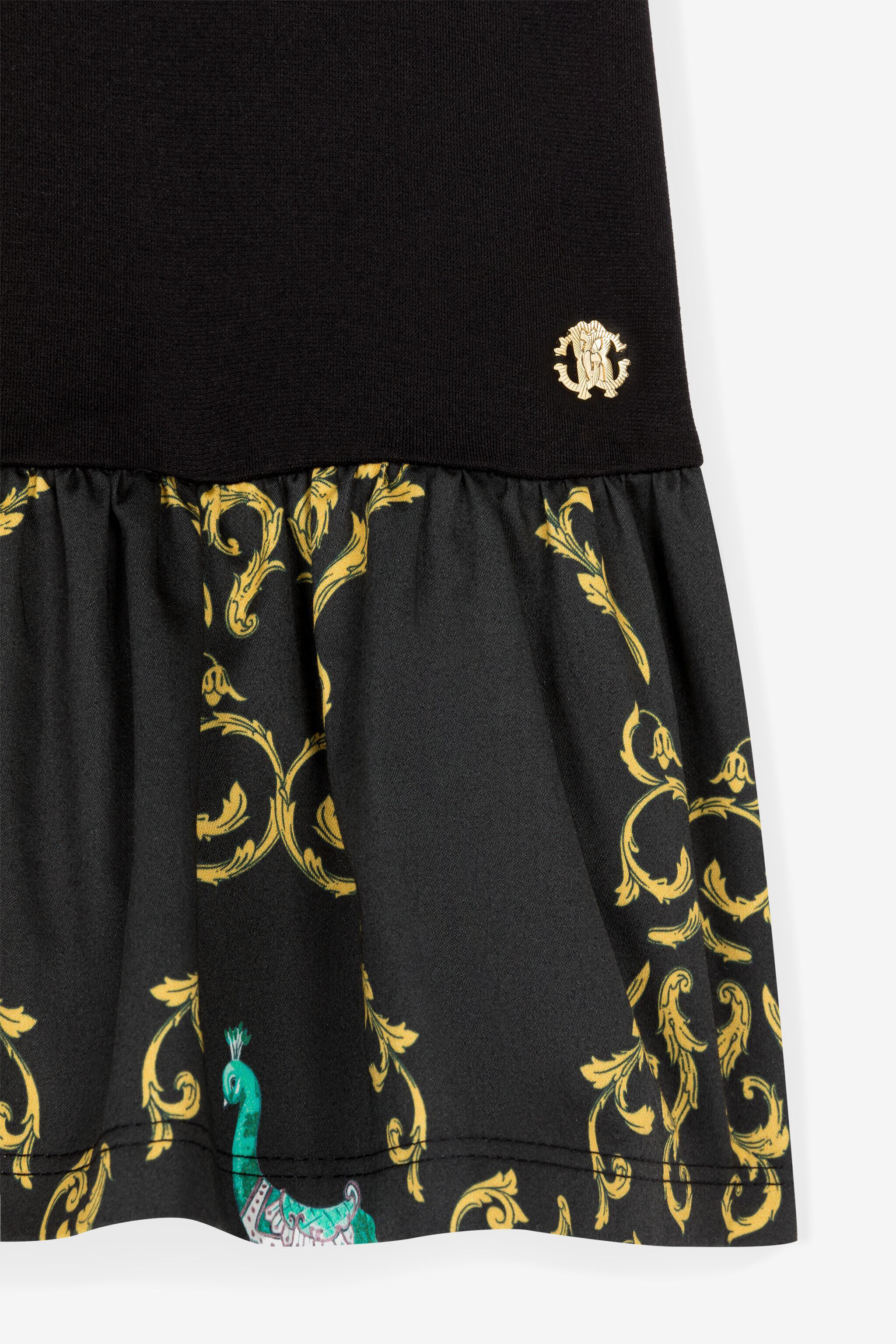 JU T-Shirtkleid mit Rüschensaum Schwarz RJT120-FT001