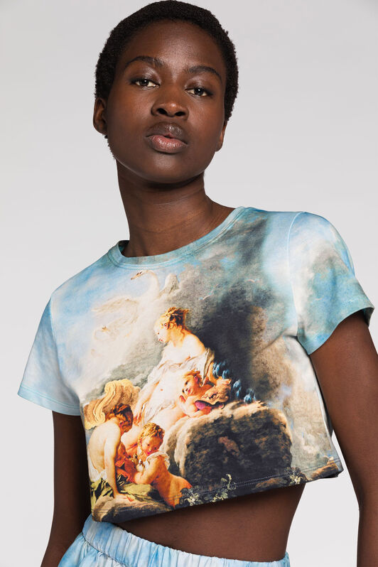RC Cropped T-Shirt mit Malerei-Print RC Cropped T-Shirt mit Malerei-Print Hellblau RYT600-3PG38