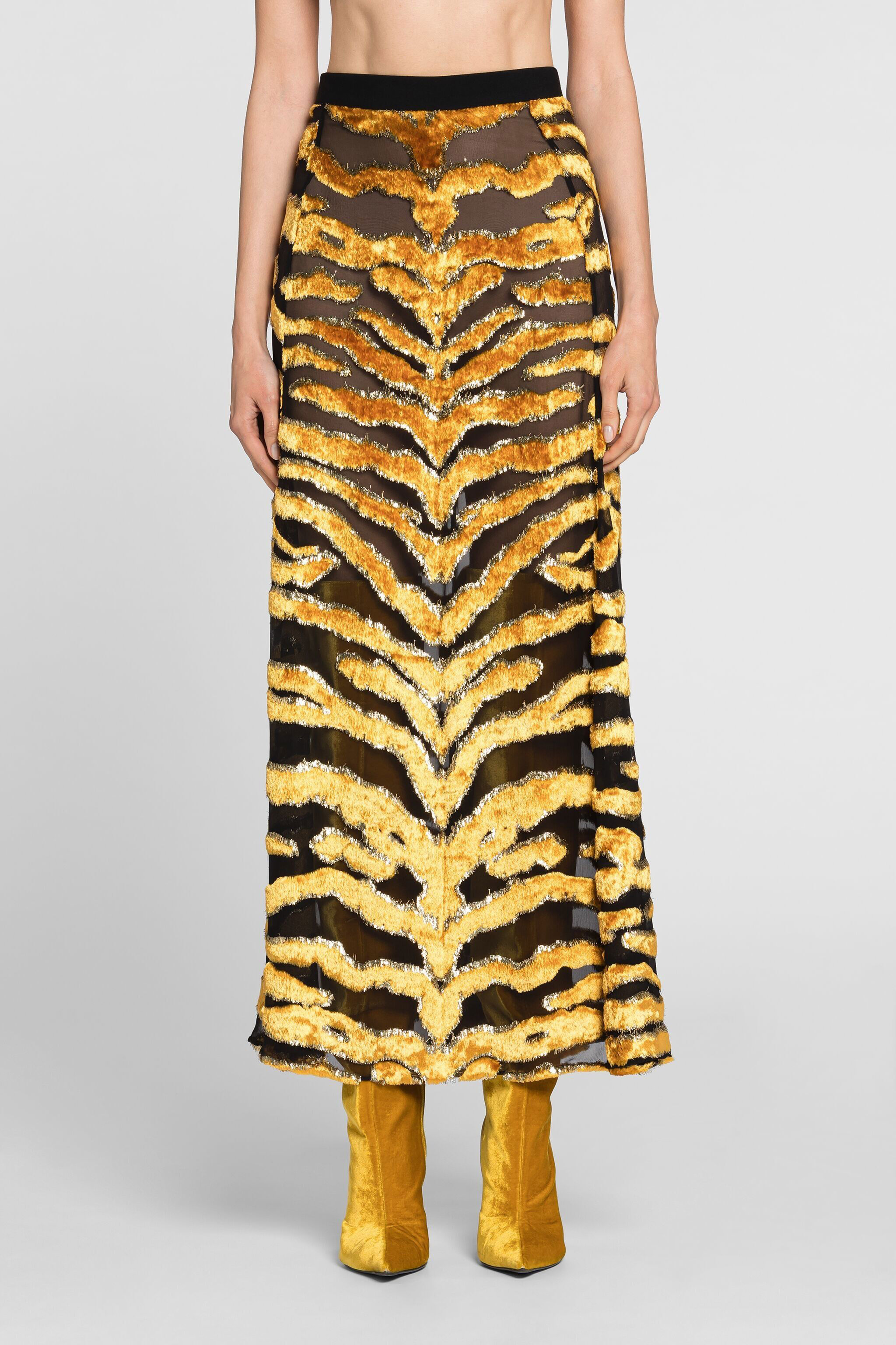 RC Tiger Velvet-Devoré Skirt Gold PWT308-FY058