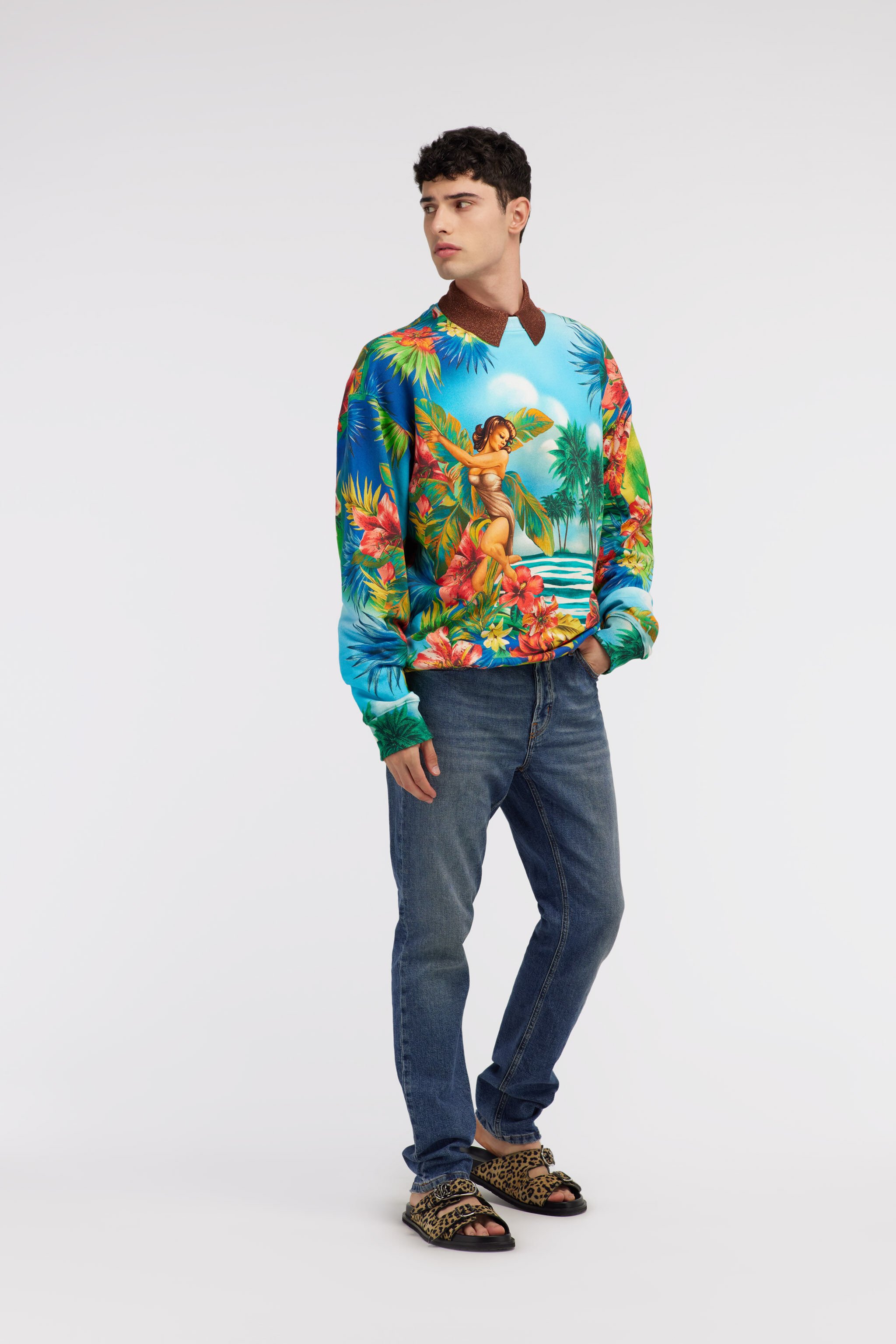 RC Hawaii print sweatshirt Light blue SRT68B-5OH10