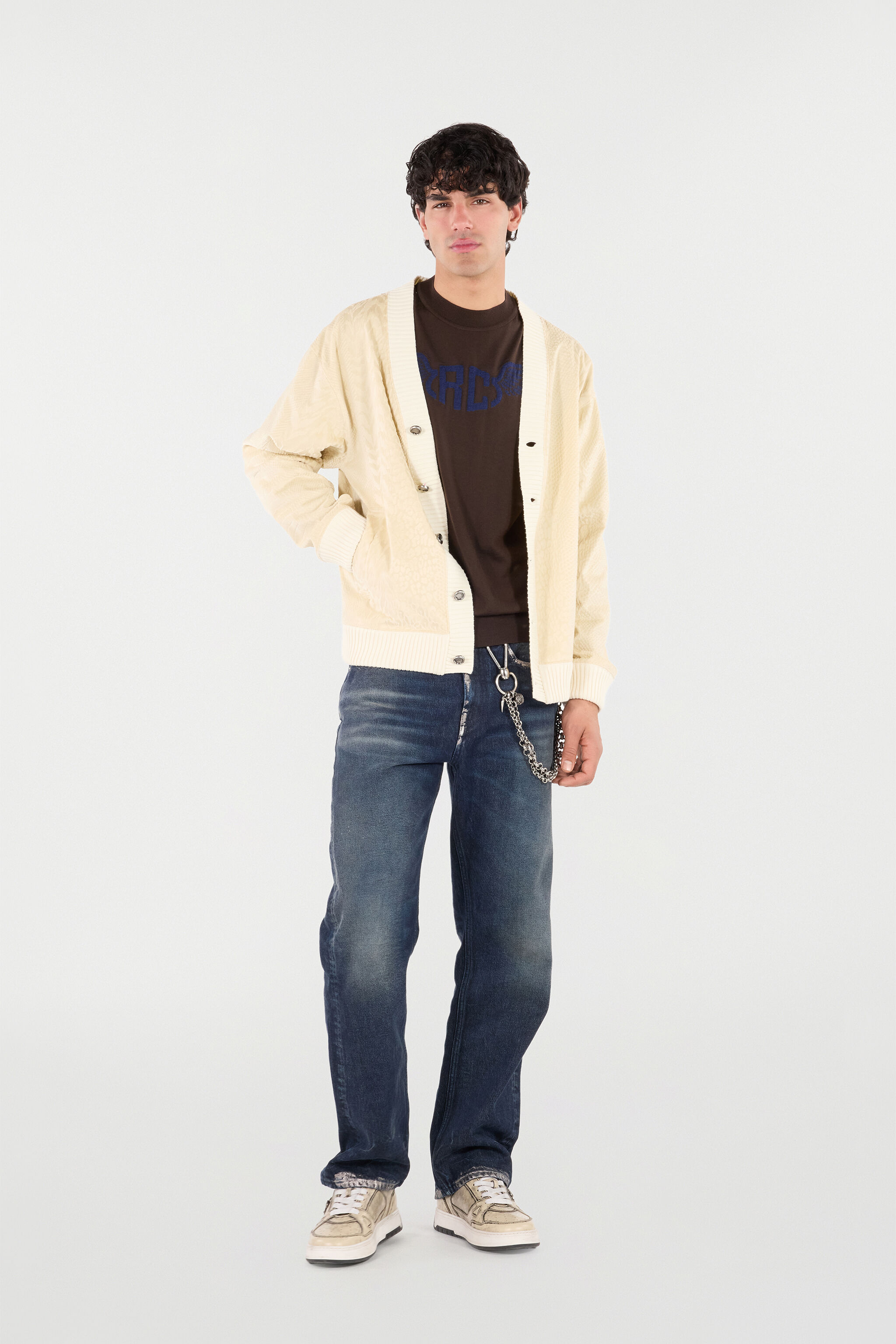RC Sweat-Shirt Style Cardigan À Imprimé Python Marron clair URT66Y-CJ007