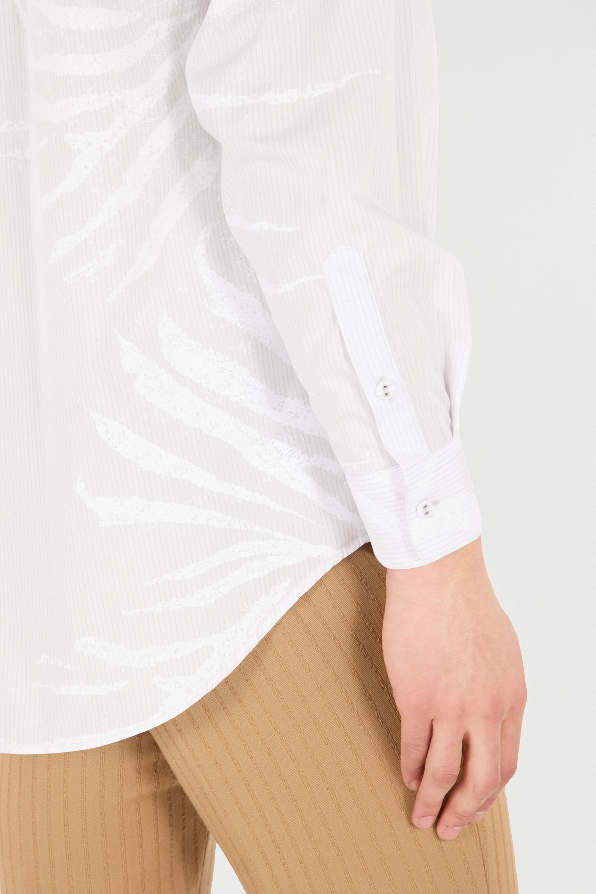 RC Silk Shirt With Tiger Skin Print White URT720-CH105