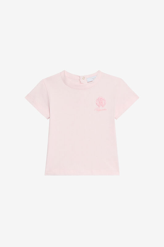 JU Baby Pink T-Shirt with RC Monogram BABY ROSE VJT606-JD001