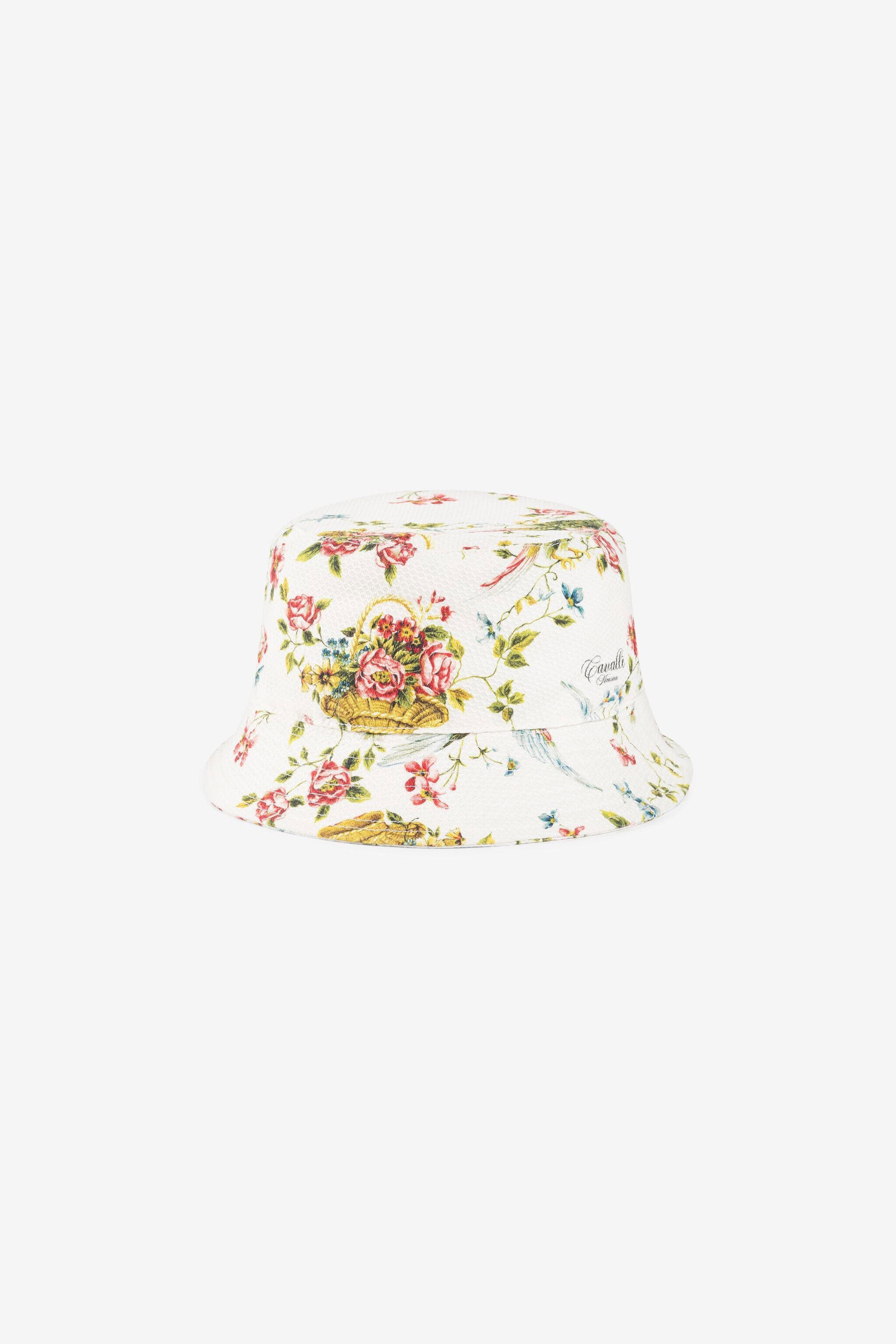 JU Floral-Print Bucket Hat White OJI015-CH045