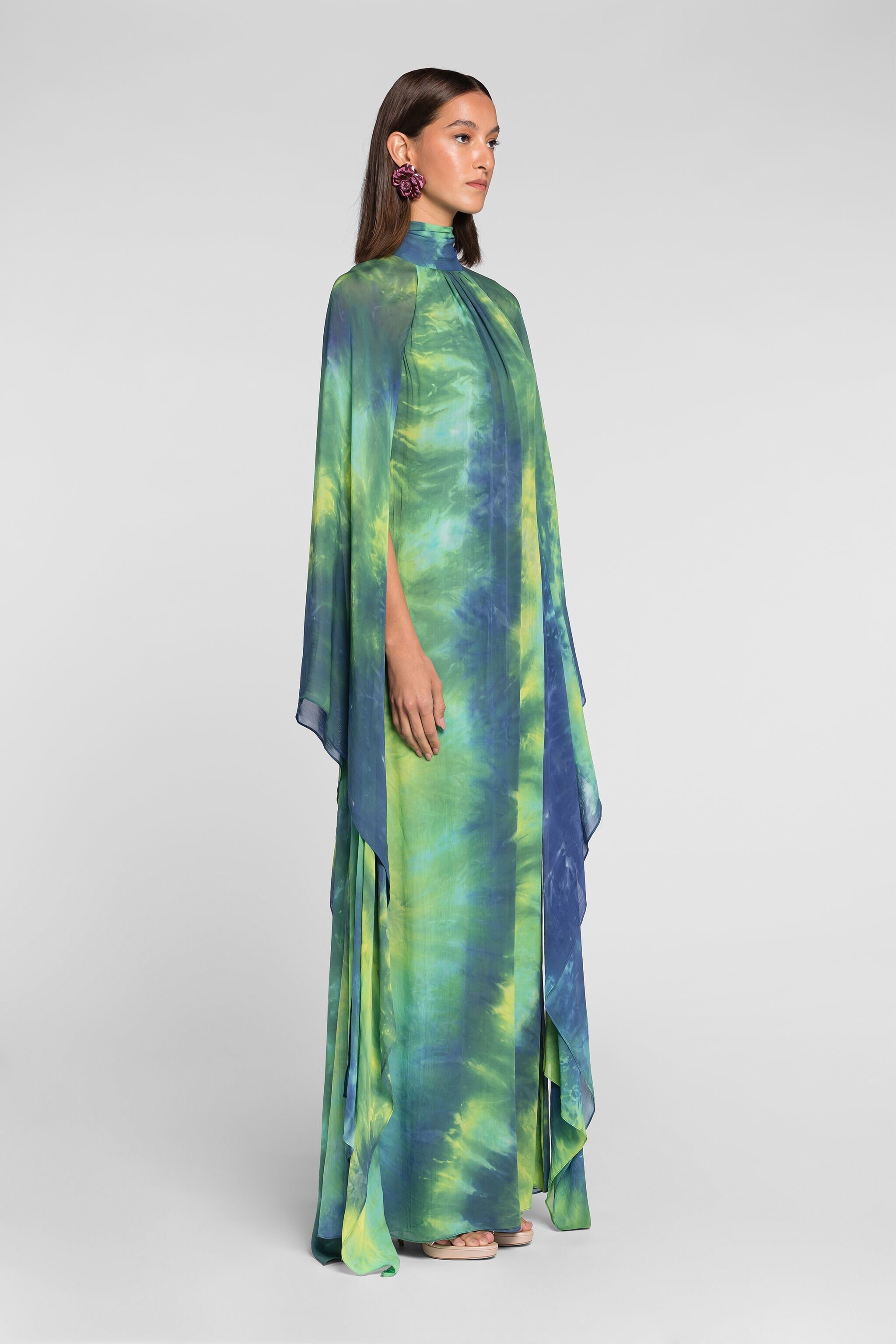 RC Tie-dye floor-length dress Light green/Light blue QKT108-GG039