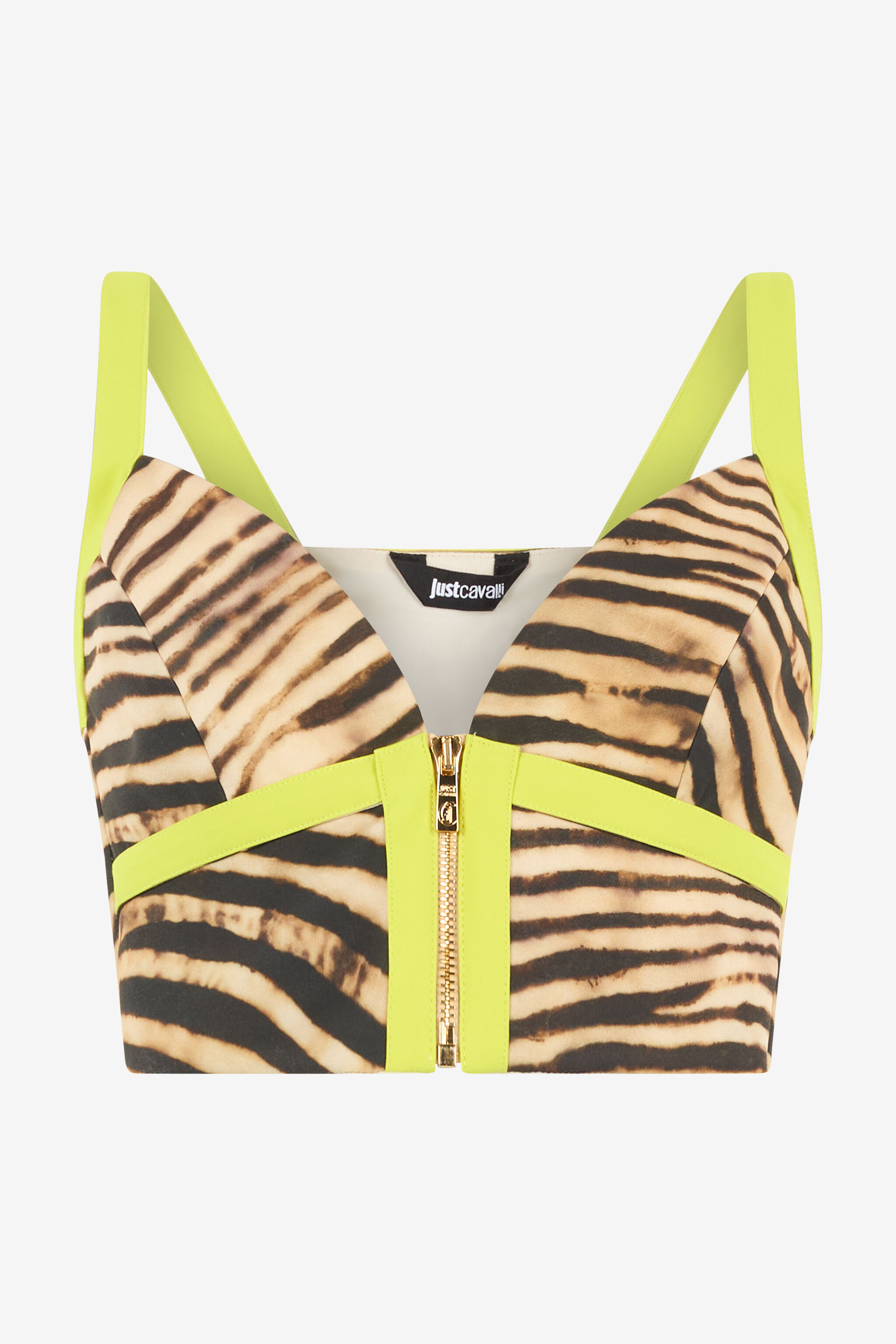 JC Crop Top With Tiger Skin Print Light Brown UFT159-UF225