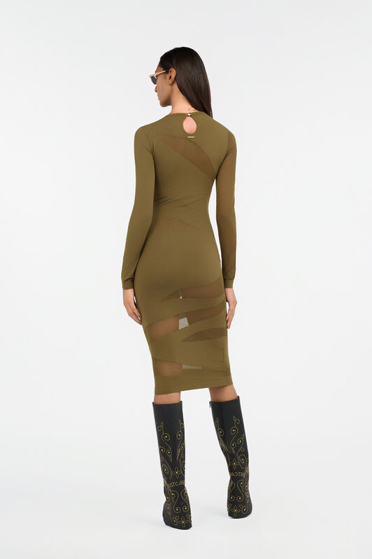 JC Midi Dress With Sheer Cut-Out Detail VERDE 185 VFT259-VF406