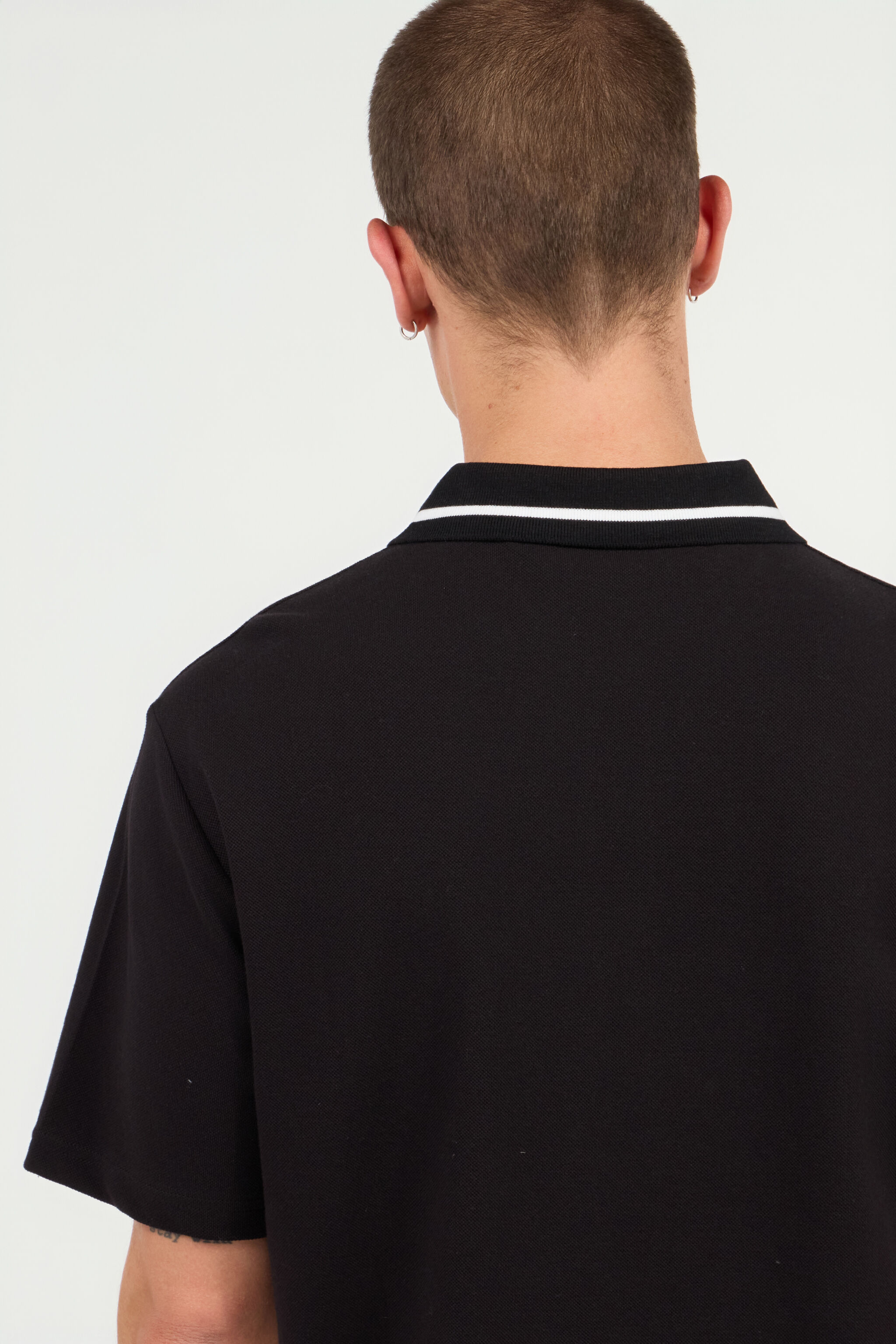 JC Polo Shirt With Contrasting Collar And Lettering BLACK UFT026-UF046