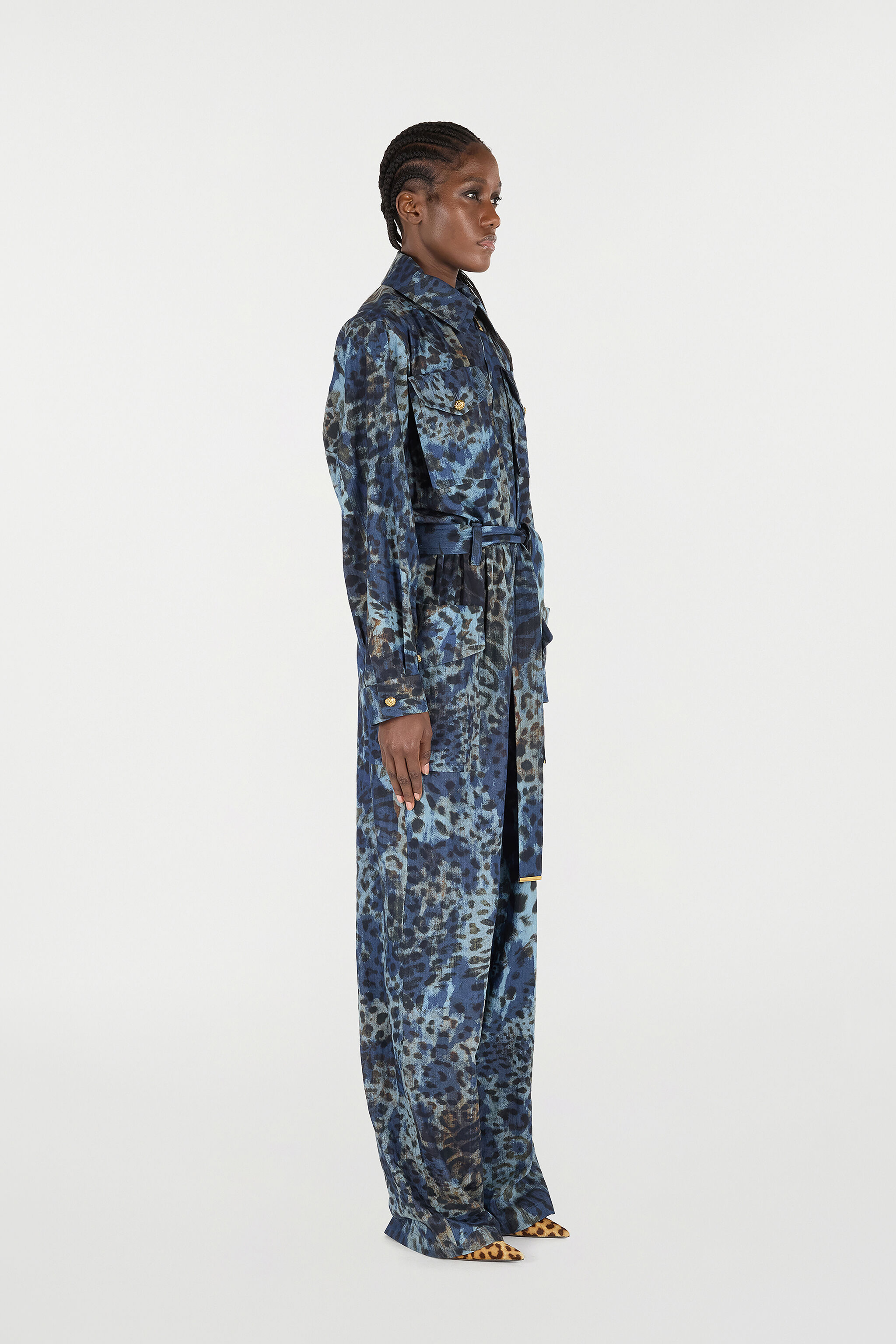 RC Jumpsuit with Animal Print BLU/MARRONE VQJ155-VT010