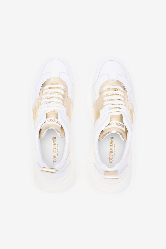 RC White Running Shoes With Gold Monogram RC MILKY WHITE/SILVER QOS01H-PZO15