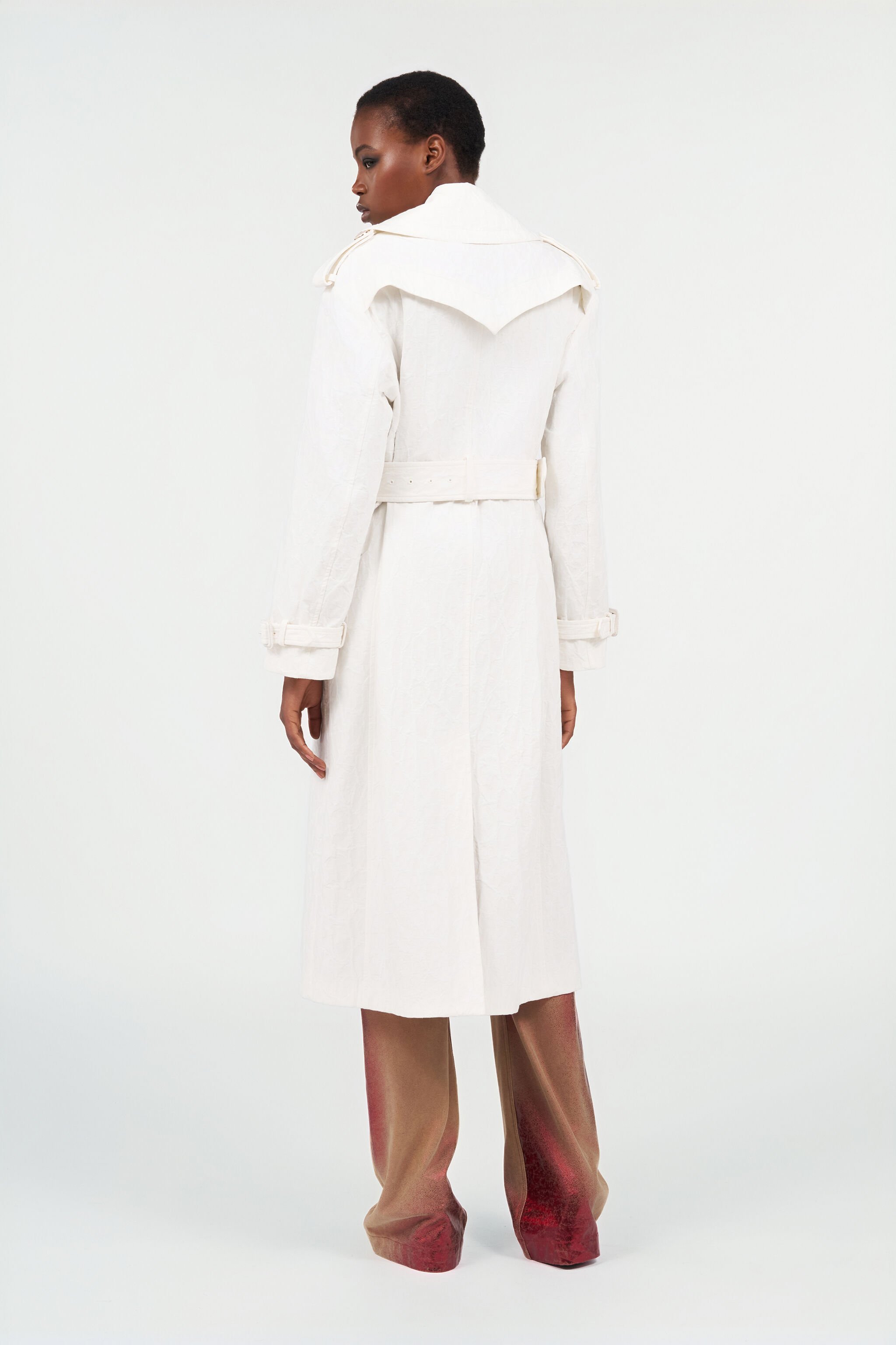 RC Trench in Jacquard di cotone con motivo Leopardato WHITE WQT503-CH090