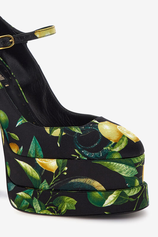 RC Lemon print platform sandals Black SKS006-SE380