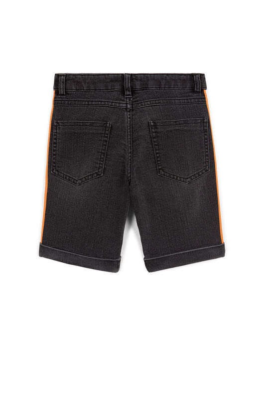 JU Logo-Stripe Denim Shorts Noir KJJ250-DS029