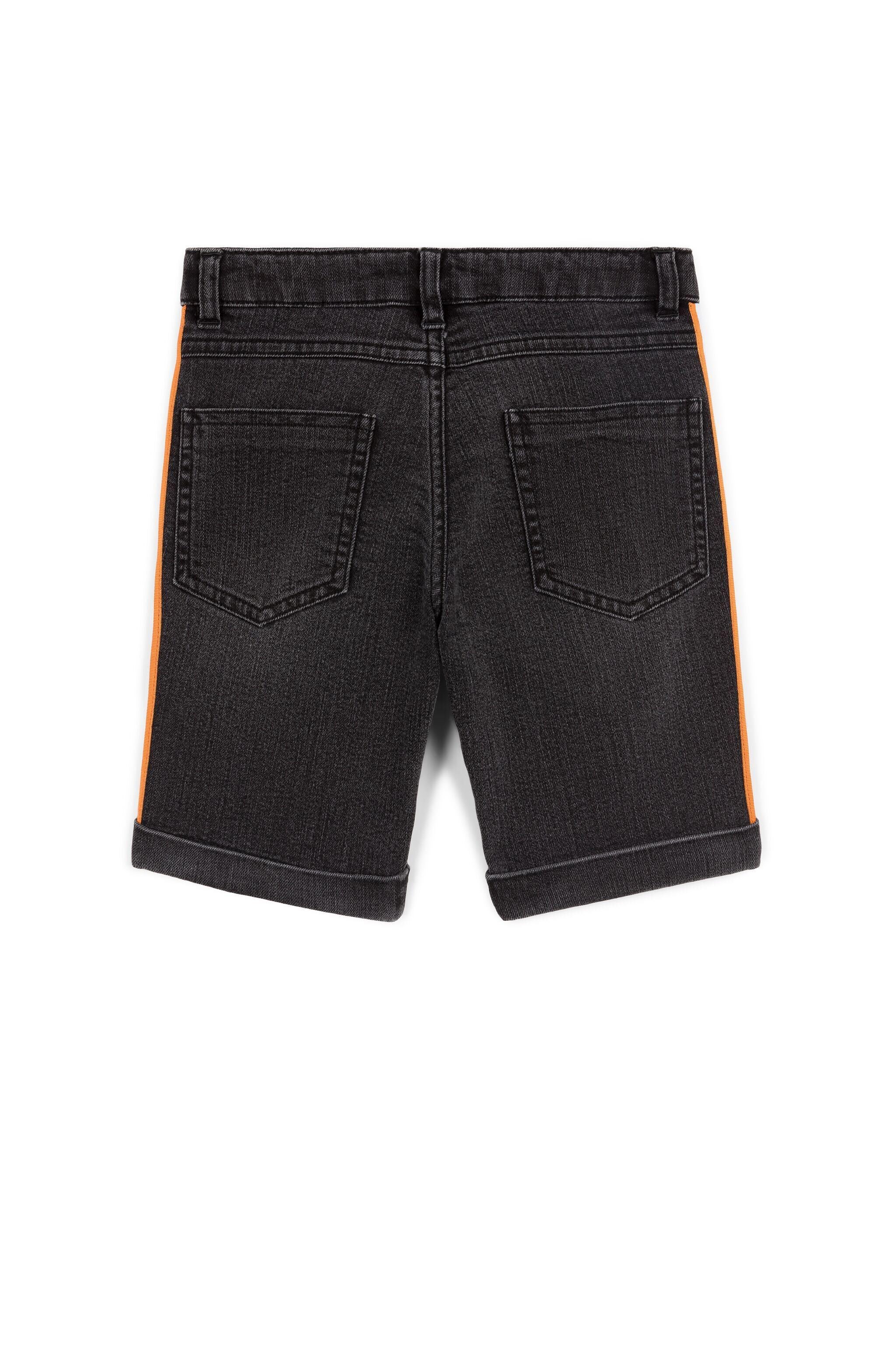 JU Logo-Stripe Denim Shorts Noir KJJ250-DS029